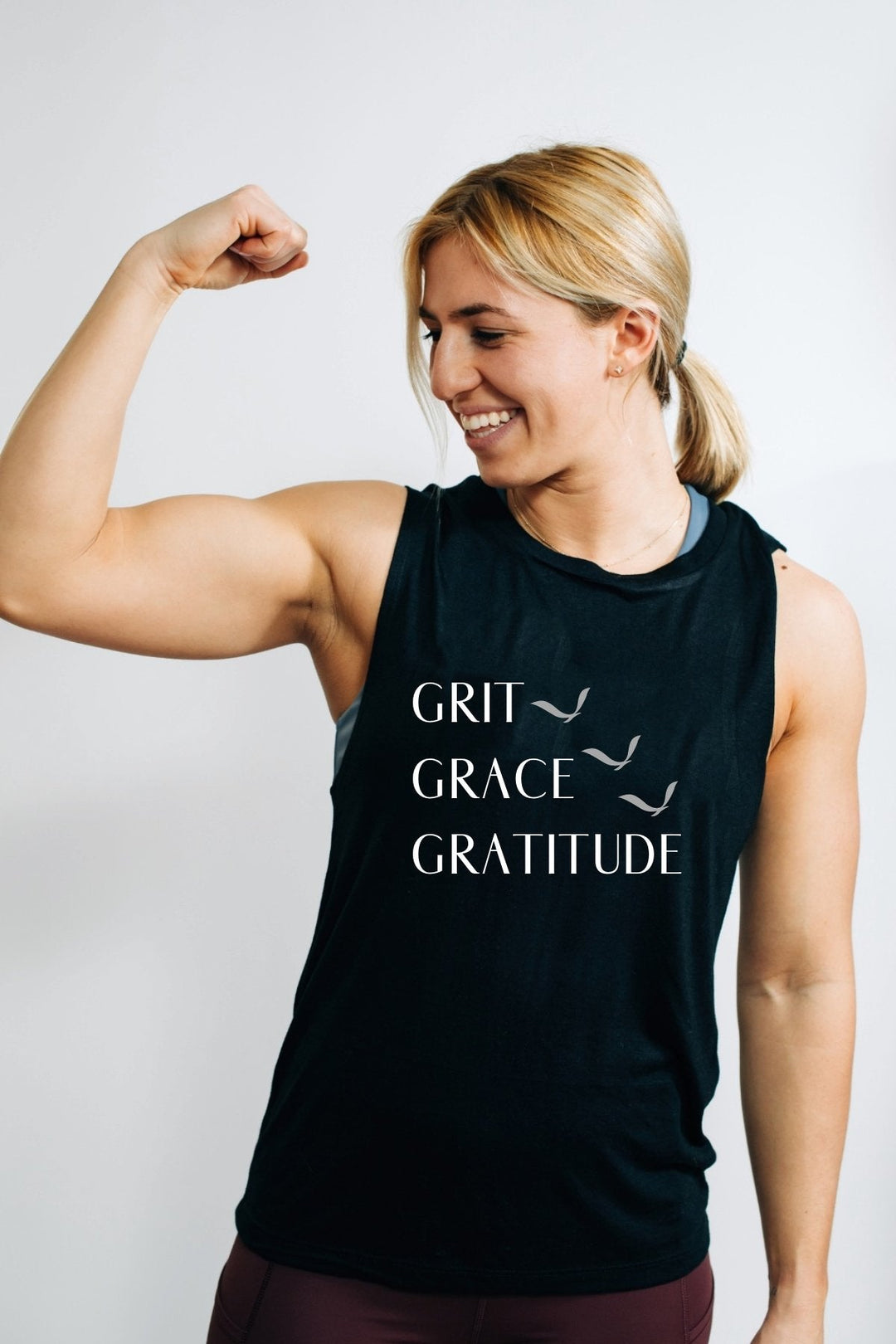 Grit Grace Gratitude Muscle Tank - Koala Clip